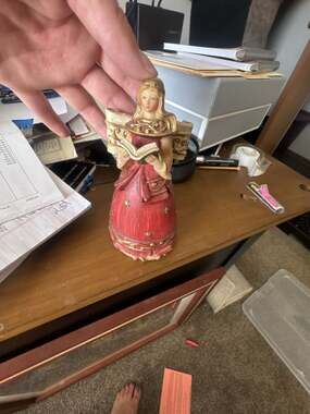 Unbranded Angel Holding Book Figurine Red Gold
